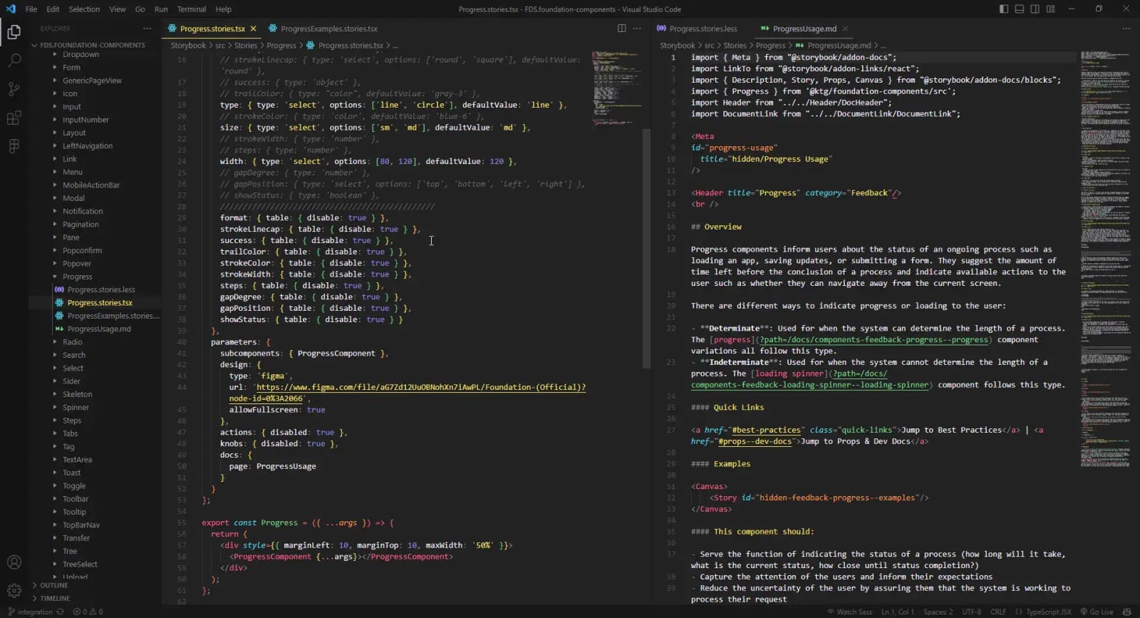 storybook development of progress component